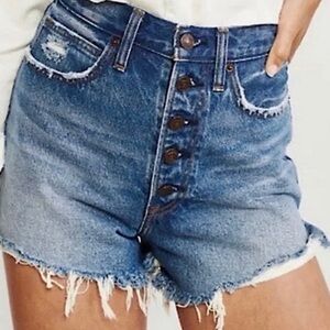 Abercrombie Exposed Button Fly Natural Rise Distressed Denim Shorts 00 / 24